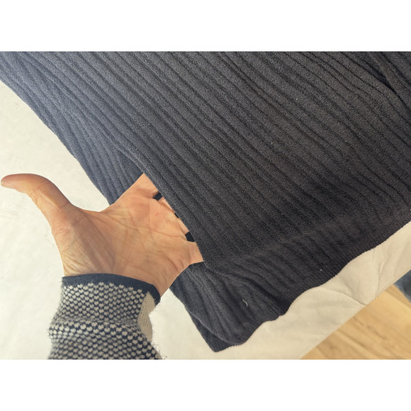 Barefoot Dreams CozyChic Ultra Lite Open Cardigan Hooded Ribbed Cozy Black XS - Picture 7 of 9